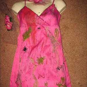 Satin Zombie Dress with hair clip & corsage size S